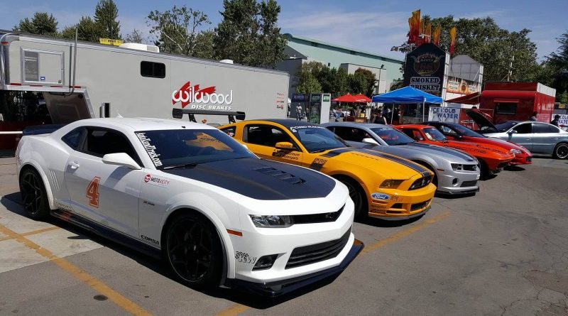 camaros Mustang corvettes in the pits wilwood Street Machine and Muscle Car Nationals Autocross 2017