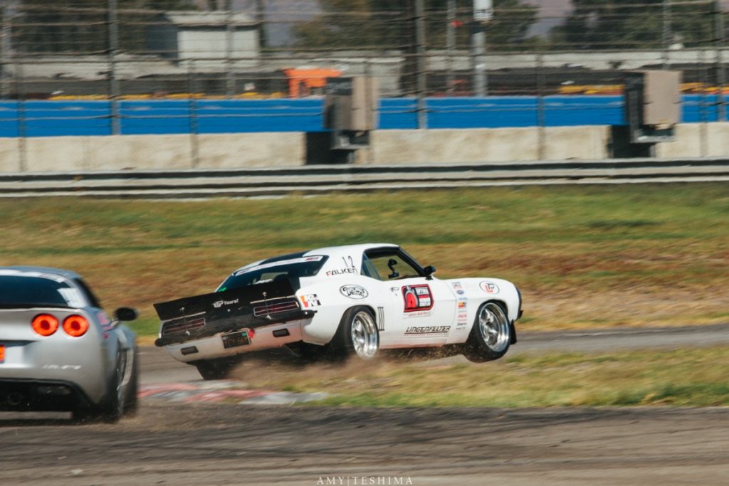 Jake Rozelle 1969 Camaro wheels up Auto Club Speedway Optima USCA