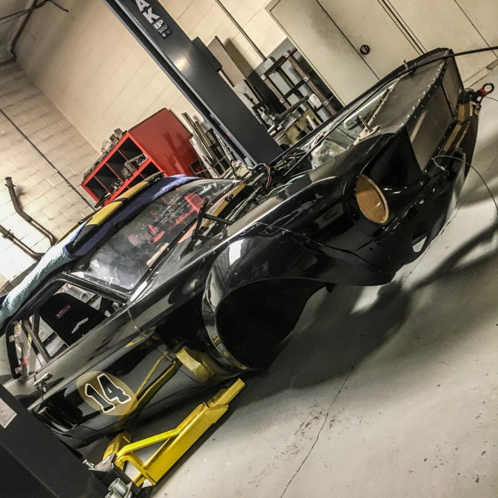 1967 Mustang on the lift